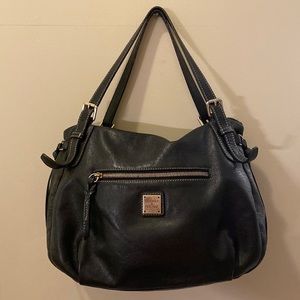 Dooney & Bourke Black Leather And Gold Hardware Shoulder Purse